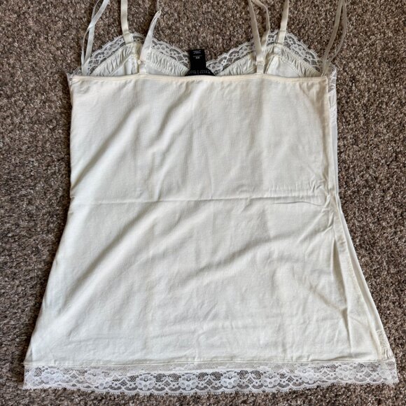 White House Black Market Ivory Seamed Mixed Material Lace Trim Cami Top, Size XS - Picture 8 of 9